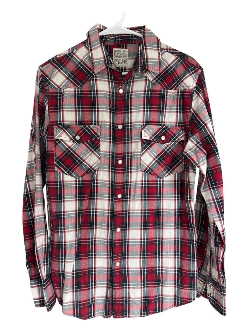 Mossimo Supply Co. Athletic Fit Mens Pearl Snap Long Sleeve Res Plaid Western S